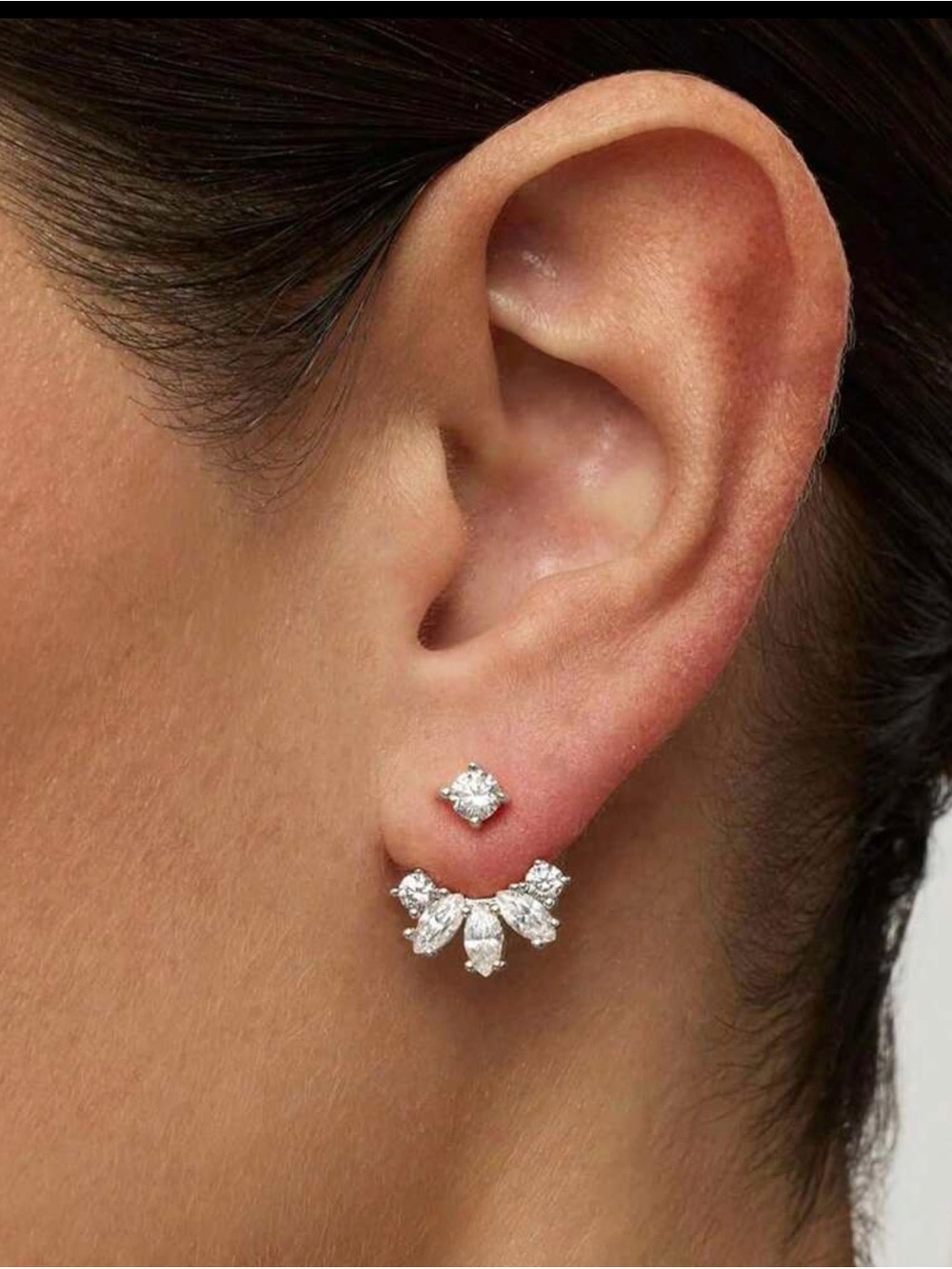 & Other Stories Clear Crystal Ear Jacket Studs - White